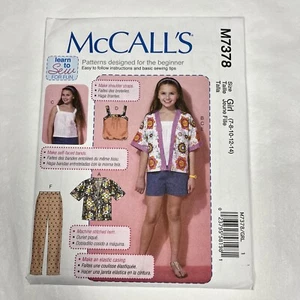 McCalls M7378 Girls Teen Top Shorts Pants Sewing Pattern 7 8 10 12 14 UNCUT - Picture 1 of 22