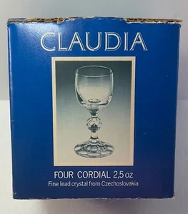 Claudia Bohemia Lead Crystal Cordial Stemmed Glass Lot of 4 Faceted Ball Czech - Picture 1 of 9