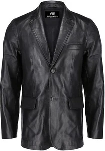Jild Lambskin Leather Jacket Men Casual Coat – Notched Collar Classic Bond’s Sty - Picture 1 of 17