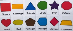 12 Printable Shapes Flash Cards Set A5 Size for School or Home Educational Teach - Picture 1 of 8