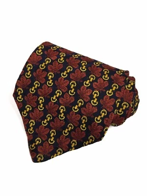 Authentic GIVENCHY Paris Three Leaf Chain On Black 100% Silk Necktie Tie - Image 1 of 4