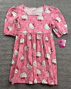Girl's Size XL (14) Hello Kitty Cotton Short Sleeve Dress Pink - Picture 1 of 6