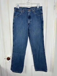 VTG Dark Wrangler Jeans Mens 34x32 Blue Cowboy Cut Slim Fit Western Denim 936 - Picture 1 of 4