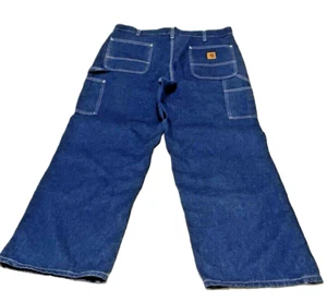 Carhartt Carpenter Jeans Dungaree Workwear Mens 38 x 32 Denim Utility Painter - Picture 1 of 13