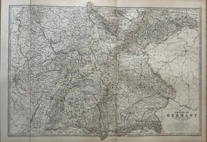 1876 German Empire South Including Alsace Lorraine Large Hand Coloured Map - Picture 1 of 3