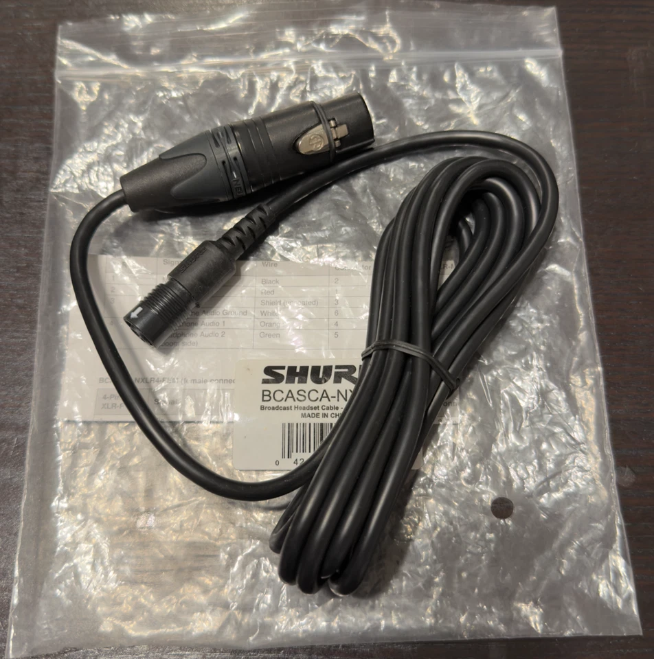 Shure BCASCA-NXLR4-FEM - 7.5' Detachable Cable 4-pin XLRF for BRH50M/440M/441M - Image 1 of 1