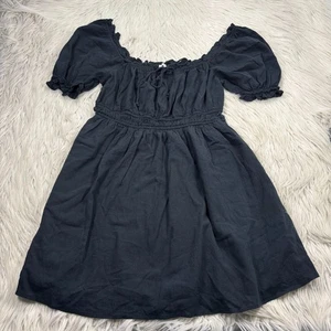 Mini abito donna Aerie L nero manica a sbuffo damigella Cottagecore scuro civetta - Foto 1 di 6