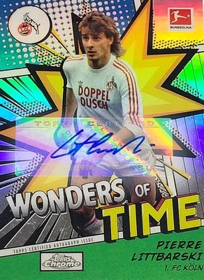 2023 Topps Chrome-Wonders Of Time Pierre Littbarski Green Auto /95 SSP!! #WB-PL - Image 1 of 4