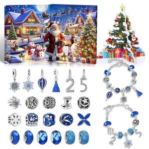 Christmas Advent Calendar Gift Box 2025 Snowflake Santa Claus Bracelet Gift - Picture 1 of 19