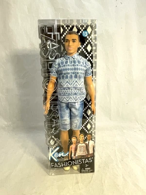 Barbie Fashionista Ken #13 Mattel 2016 Hombre Bollo Estampado Tribal Jean Pantalones Cortos NRFB Foto 1 de 4