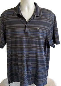 TravisMathew Poloshirt Herren Large gestreift Golf Performance leicht atmungsaktiv - Bild 1 von 6