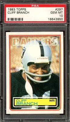 1983 TOPPS #297 CLIFF BRANCH PSA 10 RAIDERS [950] - Image 1 of 2