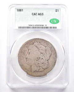 1881 Morgan Silver Dollar AG3 CAC Lowball *7273 - Picture 1 of 3
