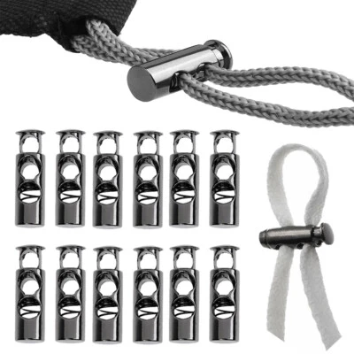 10x Double Hole Metal Cord Lock Apparel Clamp Barrel Toggle Spring Stopper - Image 1 of 4