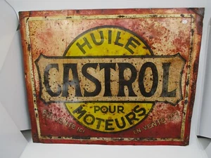AT597 PLAQUE TOLE PEINTE HUILE CASTROL 55 X 45CM ETAT MOYEN - Imagen 1 de 7