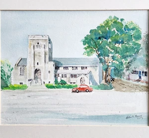 Billie Muncy Original Watercolor Painting Signed Church Framed Vintage GstRm - Picture 1 of 7