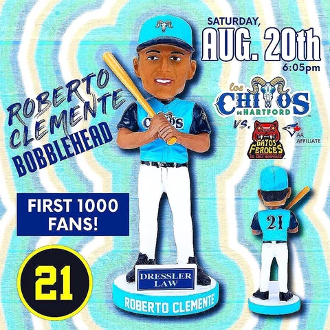 ROBERTO CLEMENTE Hartford Yard Goats "Los Chivos" SGA Tribute Bobblehead Cover