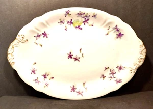 WM Guerin & Co. Limoges Violets Platter 14" X 9" Made in France Hand Painted HTF - Picture 1 of 4