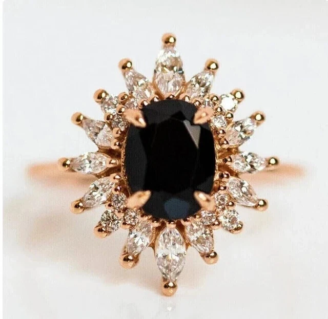 Anillo de compromiso solitario de diamantes simulados de corte ovalado de 2 quilates enchapado en oro rosa de 14 quilates Foto 1 de 4