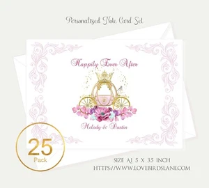 Personalized Thank You Cards Cinderella Pink Carriage Happily Ever After A1  - Picture 1 of 1