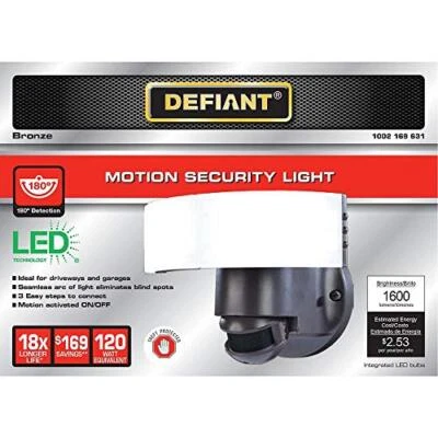 Defiant 180 Degree Bronze Motion Outdoor Integrated LED Security Light - Image 1 of 3