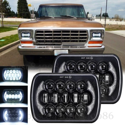 2PC 5x7'' 7x6 inch LED Headlights DRL For Ford F-150 F-250 F-350 E-150 E-250 - Image 1 of 4