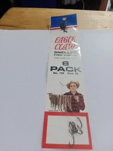 new in package eagle claw snelled fish hooks size # 10 6 hooks in pack - Picture 1 of 4