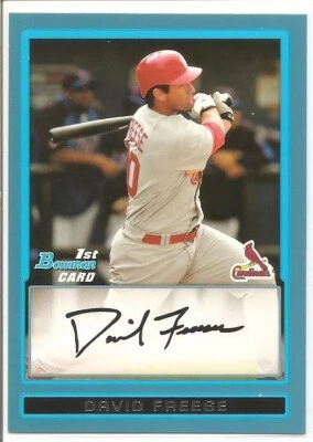 Tarjeta paralela Bowman Prospects David Freese 2009 *azul* #BP38 - serie #/500 Foto 1 de 2