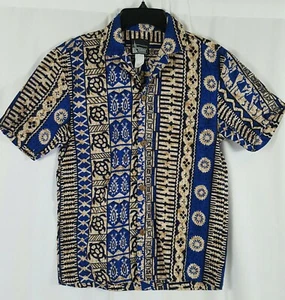De Colección Honolulu Harbor Hombres Azul Hawaiano Top Tortuga Guerrero Mangas Cortas Pequeñas - Imagen 1 de 12
