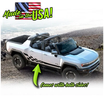 Side Door Checkers Rocker Racing Stripes Decal -  FITS 2022 & Ups HUMMER EV - Изображение 1 из 2