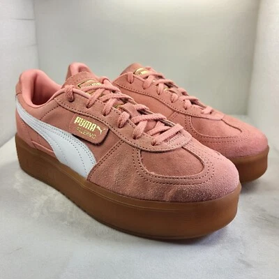 PUMA Palermo Elevata Womens Platform Trainers Suede Coral White UK8 (X298) - Image 1 of 4