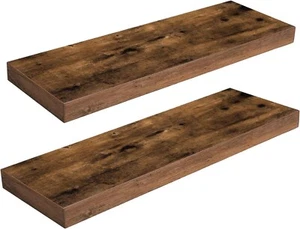 Rustic Floating Shelves Set of 2 - 23.6 Inch Wall Decor with Invisible Brackets - Picture 1 of 11