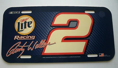 2002 Nascar Rusty Wallace #2 Miller Lite Plastic License Plate  6"x12" - Image 1 of 4