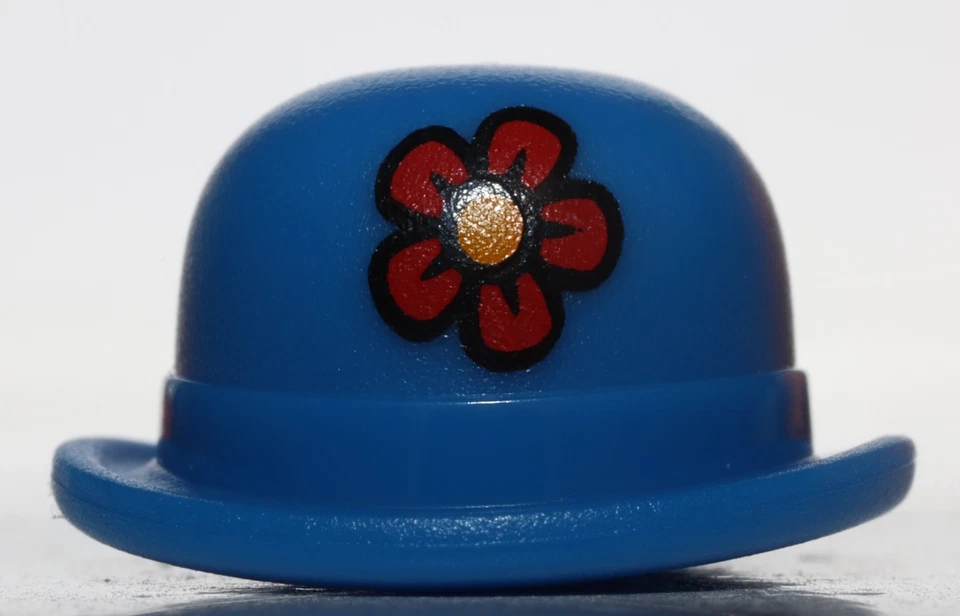Lego Blue Minifig Headgear Hat Bowler with Flower - Image 1 of 1