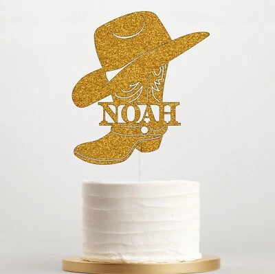 Personalised Cowboy Hat Cake Topper for Western Birthday Party Decor - Image 1 of 4