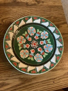 Plato Kütahya Vintage Cerámica Esmaltada Decorativa Floral Cerámica Turca Verde/Rojo - Imagen 1 de 4