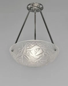NOVERDY : FRENCH 1930 ART DECO PENDANT CHANDELIER ............ lamp muller era - Picture 1 of 12