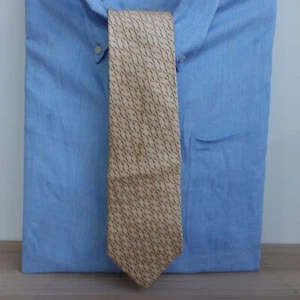 CERRUTI 1881 Neck Tie Mens Brown Nude Geo Wavy Check Silk Designer Luxury Suit - Picture 1 of 13