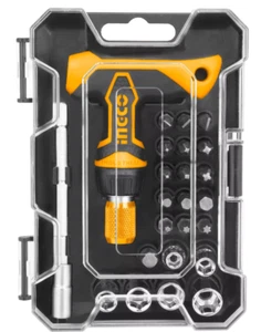 INGCO 24 pcse Magnetic T-Handle Ratchet Wrench and Screwdriver Set Home Repair - Picture 1 of 5