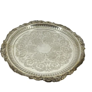 Baroque by Wallace grande piatto da portata placcato argento 16” piedini 297 tondo - Foto 1 di 8