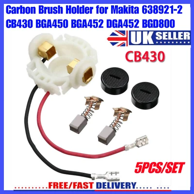 Genuine Makita BGA450 BGA452 DGA452 Brush Holder + Caps 643954-4 & CB430 Brushes