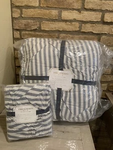 Pottery Barn Teen Emily & Meritt gestreifte ZWILLINGS-Bettdecke SHAM Chambray - Bild 1 von 4