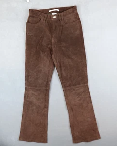 Vintage Tommy Hilfiger Leather Pant Flared Women 6 Lined Biker 28x30 Bootcut Y2K - Picture 1 of 14