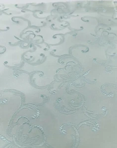 Aqua Floral Bridal Satin Fabric Reversible Unbranded 1yd 20” X 42” - Picture 1 of 4