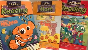My First LeapPad Nemo Math Reading Learning System 3 Lot Spiral Books Cartridges - Picture 1 of 8