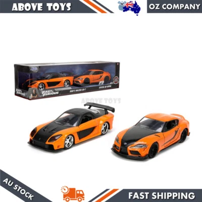 Jada 1:32 Scale Fast & Furious Han's Mazda RX-7 & Toyota GR Supra Diecast Car - Image 1 of 4