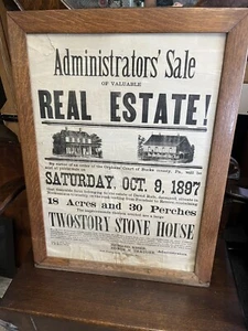 1897 Bucks County PA Real Estate Broadside Rufe Estate Nockamixon Township - Picture 1 of 11