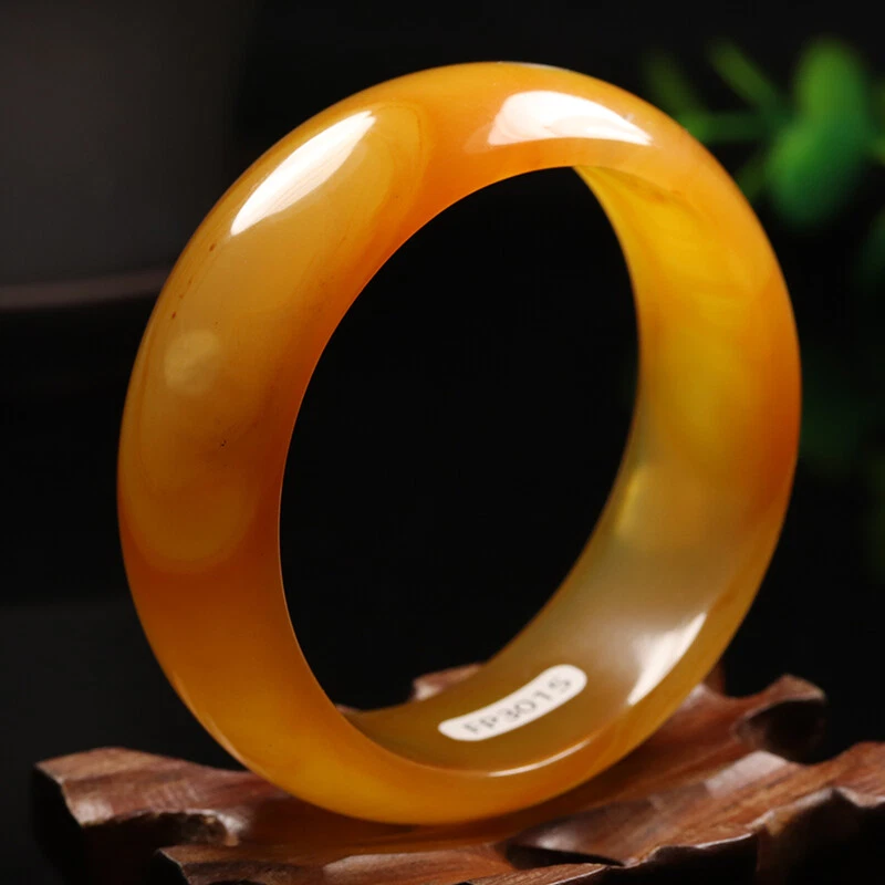 Brazalete Brazalete Ágata 54mm Natural Amarillo Marrón Calcedonia Jade 06083 Foto 1 de 4