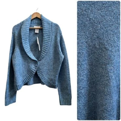 NWT White Stag Blue Snap Closure Shawl Collar Waist Length Sweater Large Cozy - Image 1 of 4
