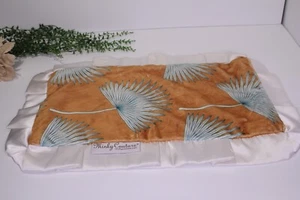 Minky Couture Palm Frond Baby Security Blanket Soft Fuzzy White Mustard Green - Picture 1 of 4